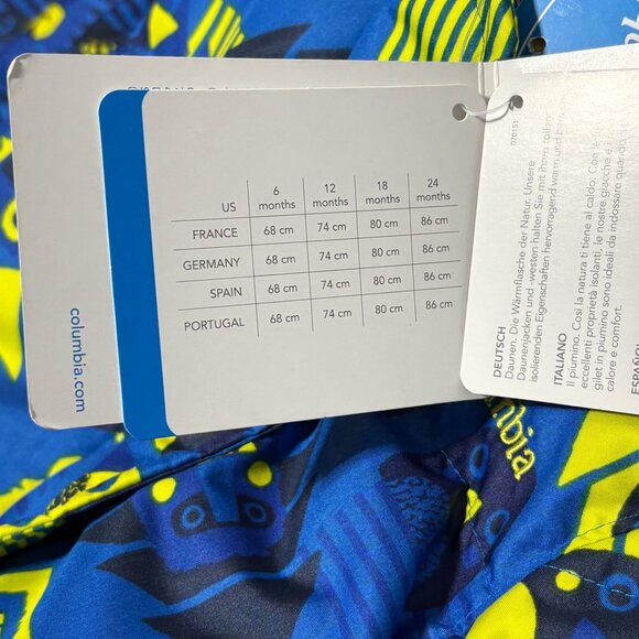 Columbia Snowsuit 3-6 months Snuggly Bunny Infant Bunting Blue Yellow Owls Fox - Picture 9 of 11